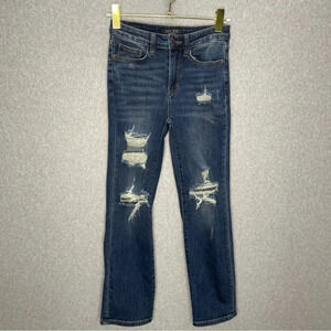 Judy Blue Distressed Mid Rise Straight Leg Jeans